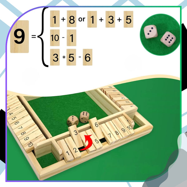Medinis stalo žaidimas su kauliukais Shut the Box TP96