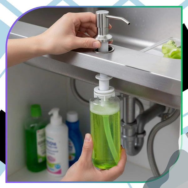 Įmontuojamas dozatorius sidabrinis 350 ml DH130