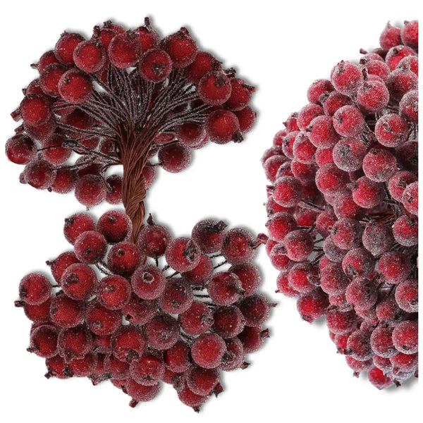 Dirbtinės bordo šermukšnio šakelės 15 cm, 100 vnt. N66