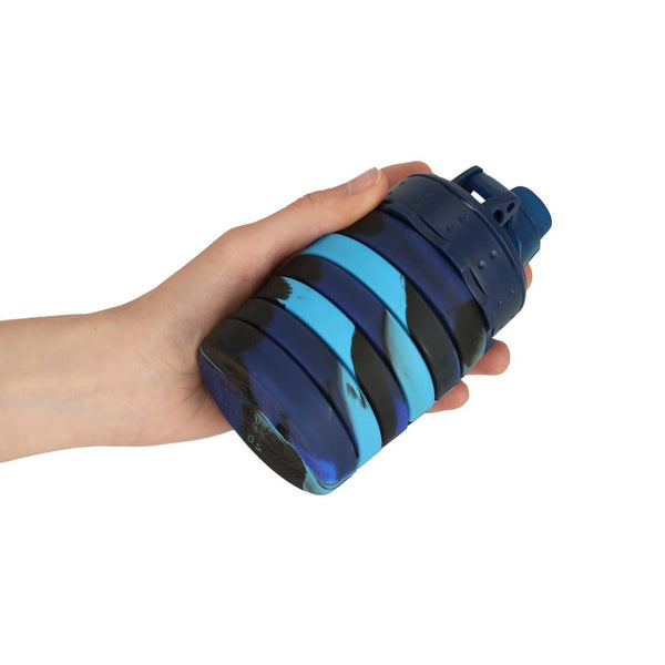 Silikoninis sulankstomas vandens butelis su rankena, be BPA, 500 ml, mėlynas N109