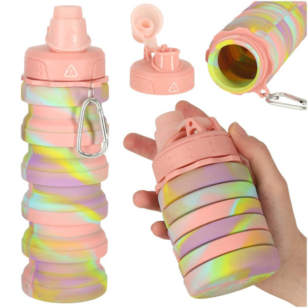Silikoninė sulankstoma gertuvė su rankenėle, be BPA, 500 ml, vaivorykštinė N102