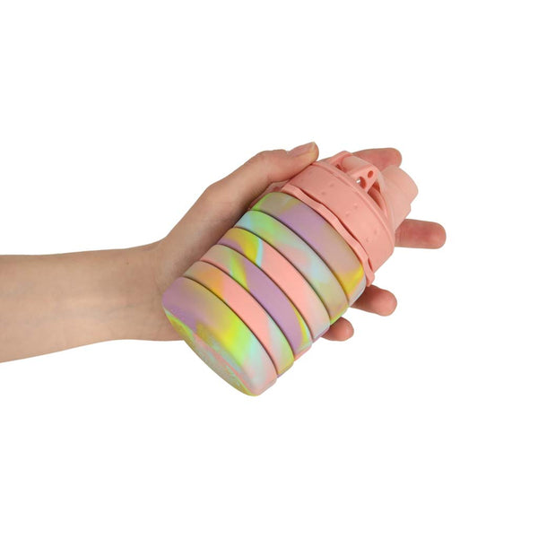 Silikoninė sulankstoma gertuvė su rankenėle, be BPA, 500 ml, vaivorykštinė N102