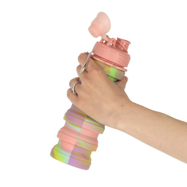 Silikoninė sulankstoma gertuvė su rankenėle, be BPA, 500 ml, vaivorykštinė N102