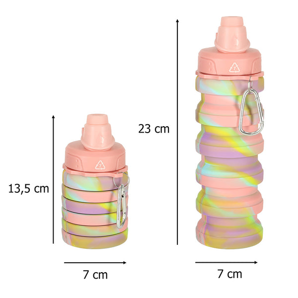 Silikoninė sulankstoma gertuvė su rankenėle, be BPA, 500 ml, vaivorykštinė N102