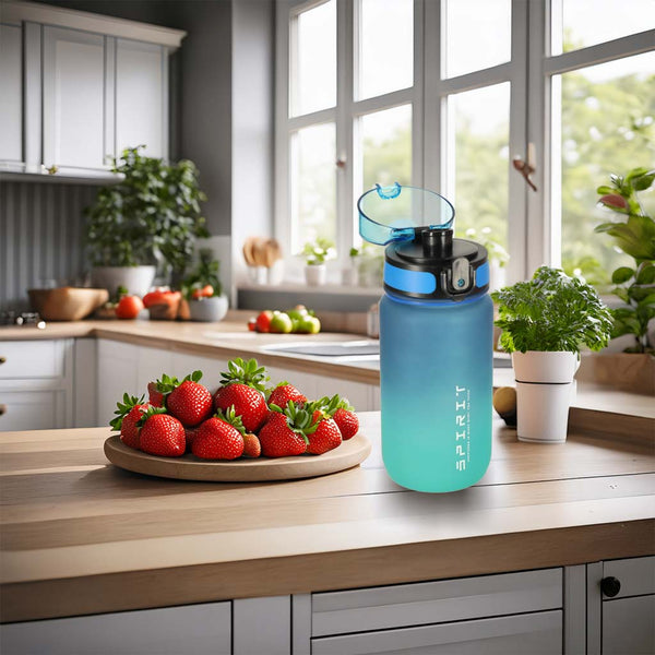 Sportinis vandens buteliukas su gertuve, be BPA, 600 ml, mėlynai žalias N87