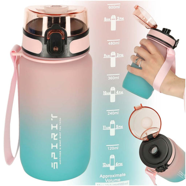 Sportinis vandens buteliukas su snapeliu, be BPA, 600 ml, rožinis–mėlynas N94