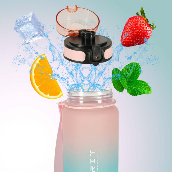Sportinis vandens buteliukas su snapeliu, be BPA, 600 ml, rožinis–mėlynas N94