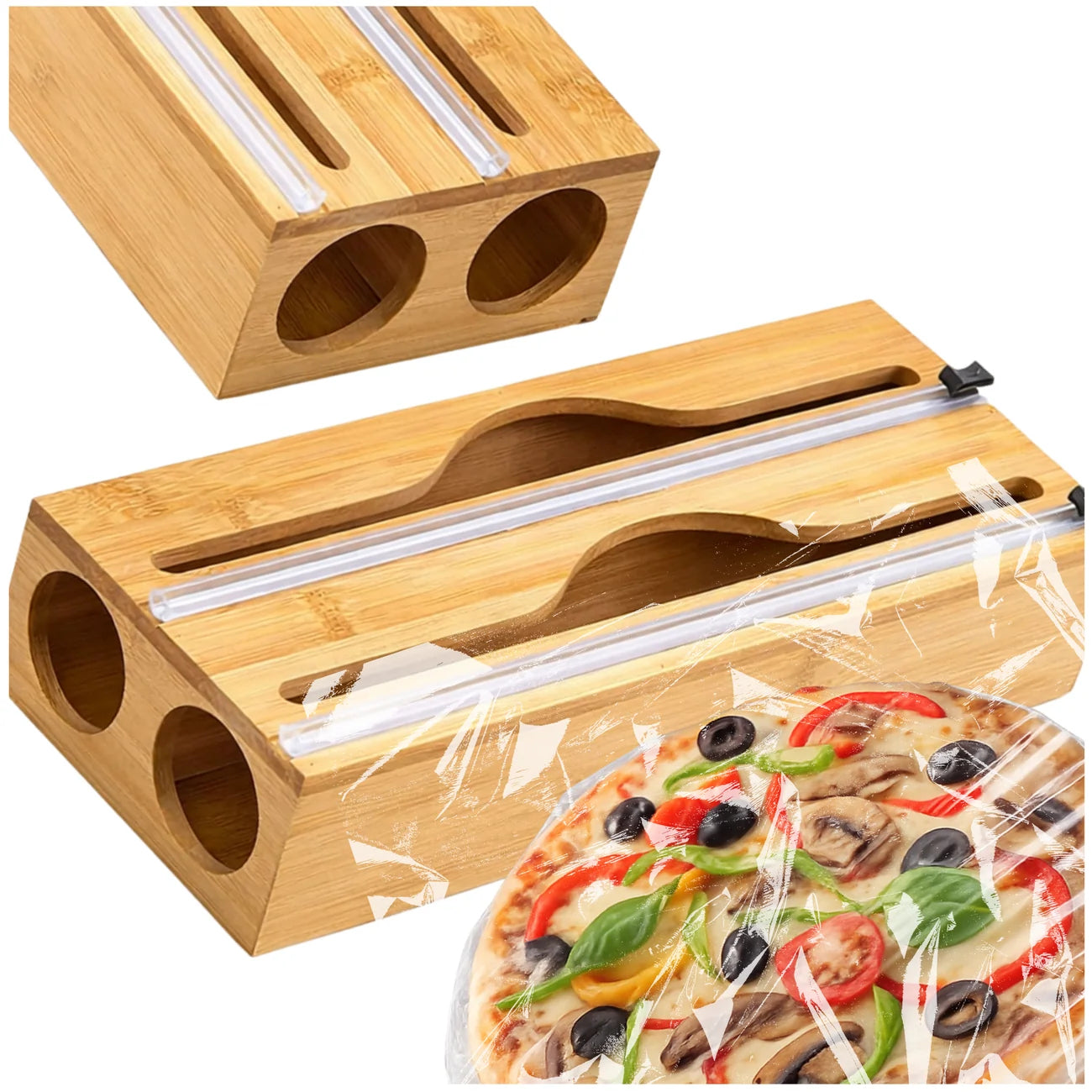 Dvigubas bambukinis maistinės plėvelės dozatorius TP139