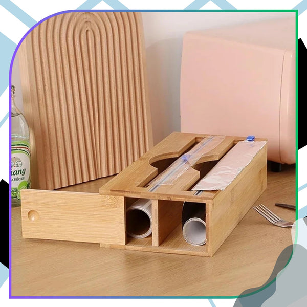 Dvigubas bambukinis maistinės plėvelės dozatorius TP139