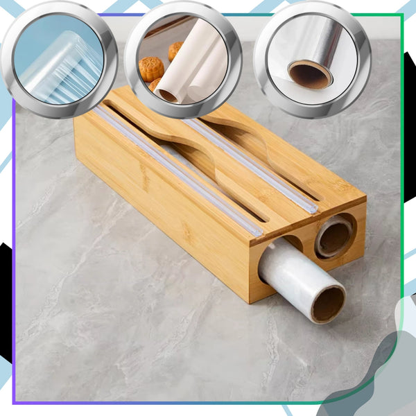 Dvigubas bambukinis maistinės plėvelės dozatorius TP139