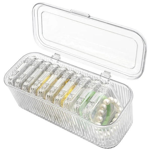 Skaidrus PVC papuošalų organizatorius, 10 dėžučių TP163