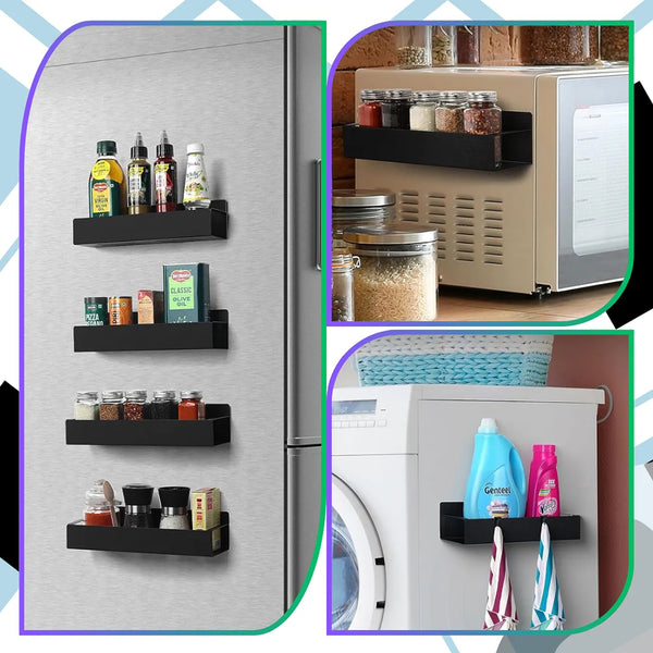 Magnetinis virtuvės organizatorius, juodas, 2 lentynos E48