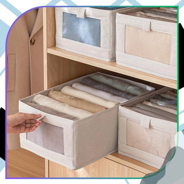 Drabužių laikymo dėžės, smėlio, poliesteris, 2 vnt. N119