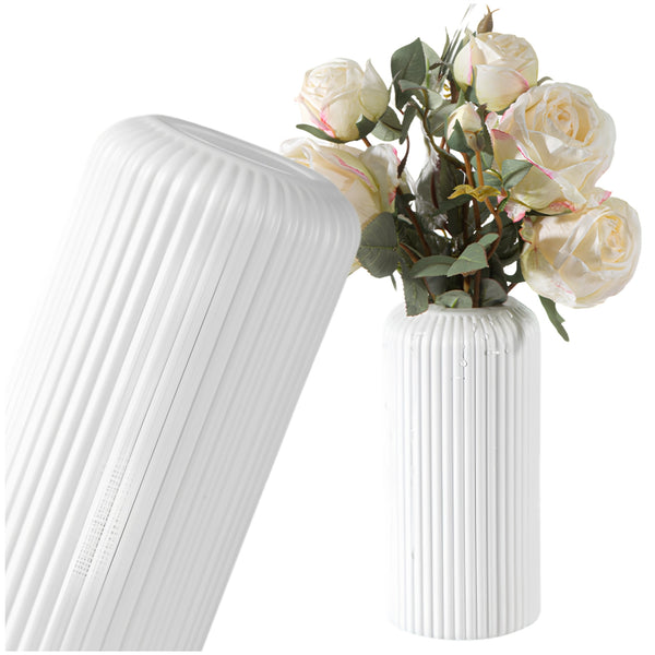 Dekoratyvinė balta plastikinė vaza, 20 cm E148