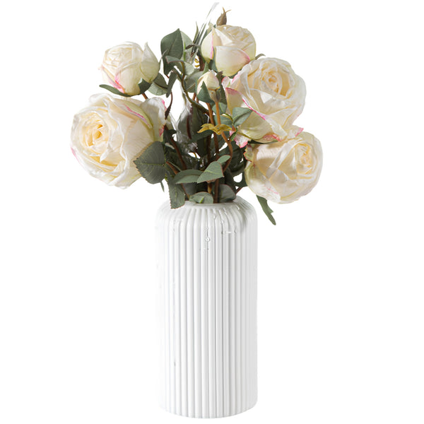 Dekoratyvinė balta plastikinė vaza, 20 cm E148