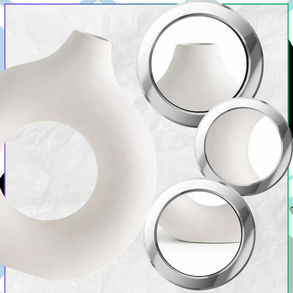 Apvalus baltas PVC vazonas su anga, modernus E154
