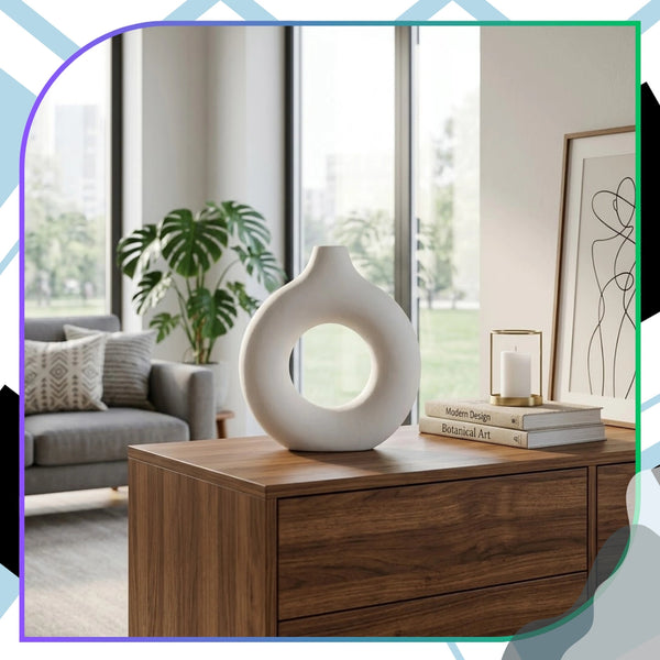Apvalus baltas PVC vazonas su anga, modernus E154