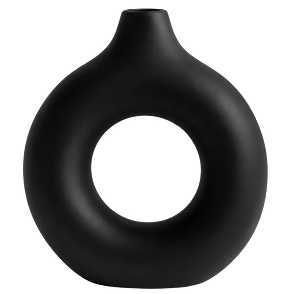 Dekoratyvinė juoda PVC vaza, minimalistinė E155