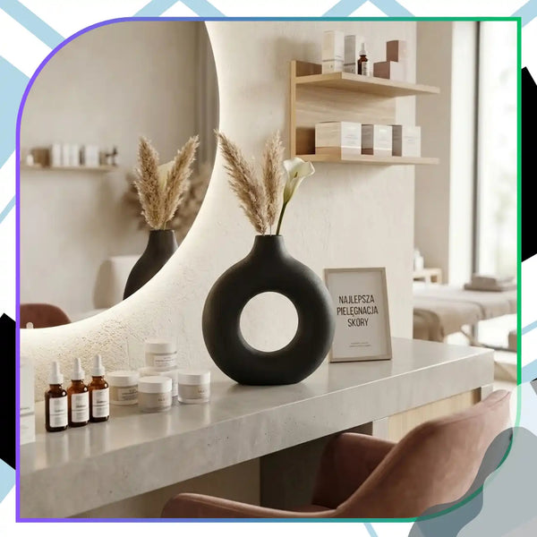 Dekoratyvinė juoda PVC vaza, minimalistinė E155