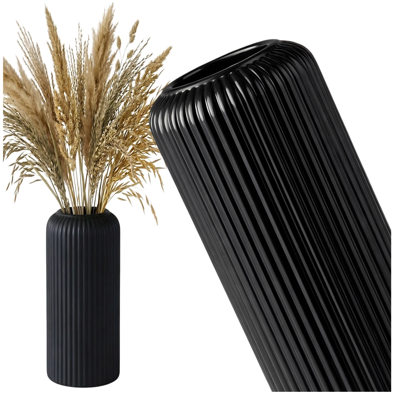 Juoda plastikinė vaza „Lampionas“ E158
