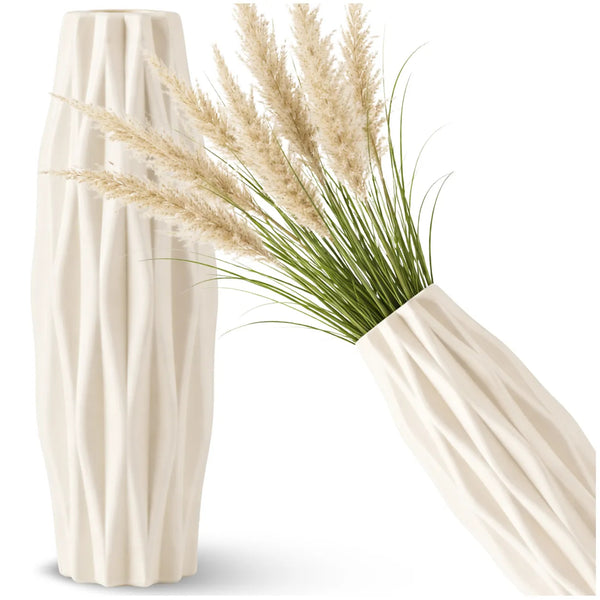 Dekoratyvinė vaza, kreminė PVC, 21 cm TP107