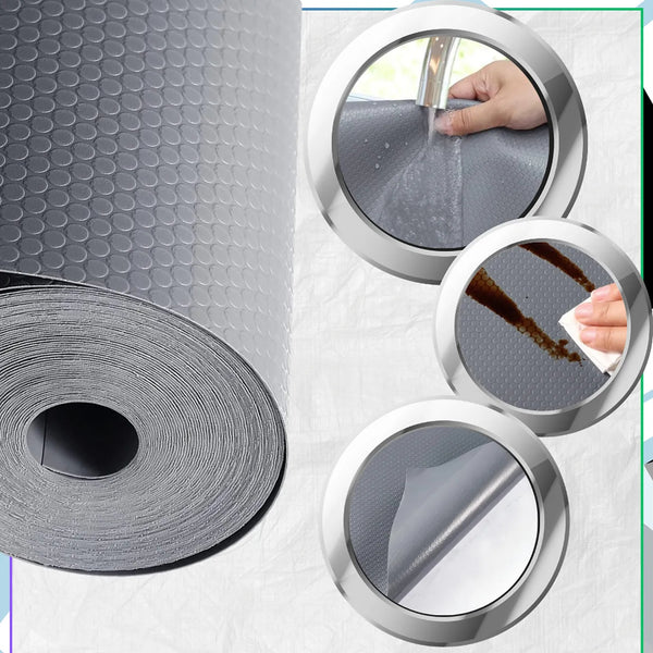 Pilkas PVC neslystantis kilimėlis stalčiams 500x50 cm E72