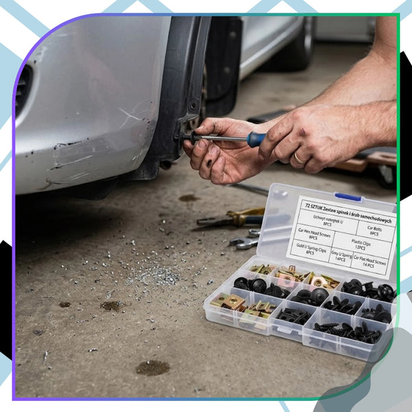 Universalus auto spaustukų ir varžtų rinkinys 72 vnt. N173