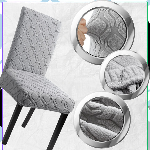 Elastingas kėdės užvalkalas, šviesiai pilkas, geometrinis E160