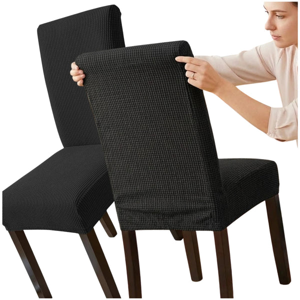 Elastingas kėdės užvalkalas, juodas, minimalistinis E167