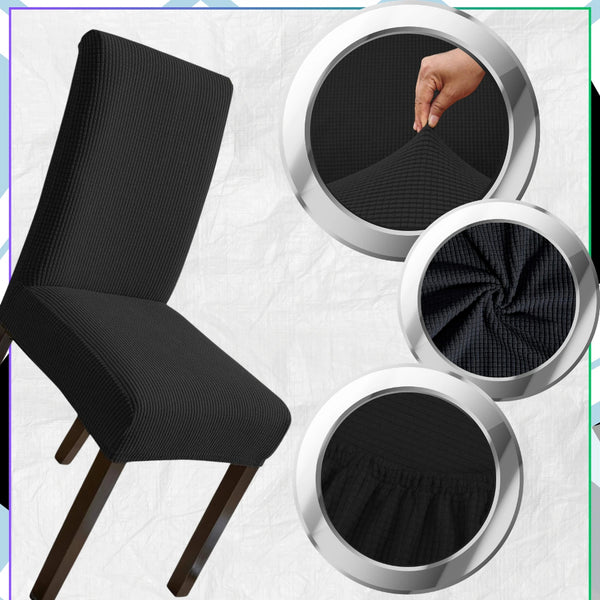 Elastingas kėdės užvalkalas, juodas, minimalistinis E167