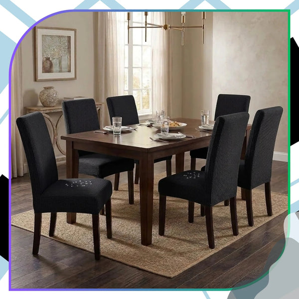 Elastingas kėdės užvalkalas, juodas, minimalistinis E167