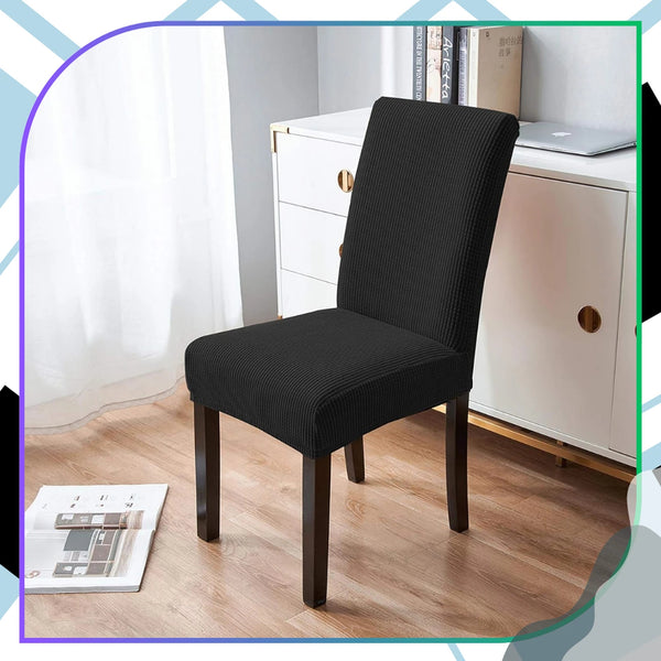 Elastingas kėdės užvalkalas, juodas, minimalistinis E167