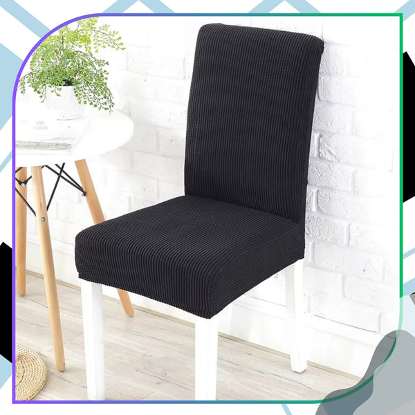 Elastingas kėdės užvalkalas, juodas, minimalistinis E167