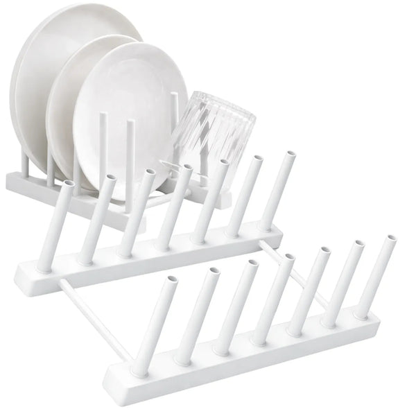 Baltas lėkščių džiovintuvas-stovas, PVC, 2 vnt. E55