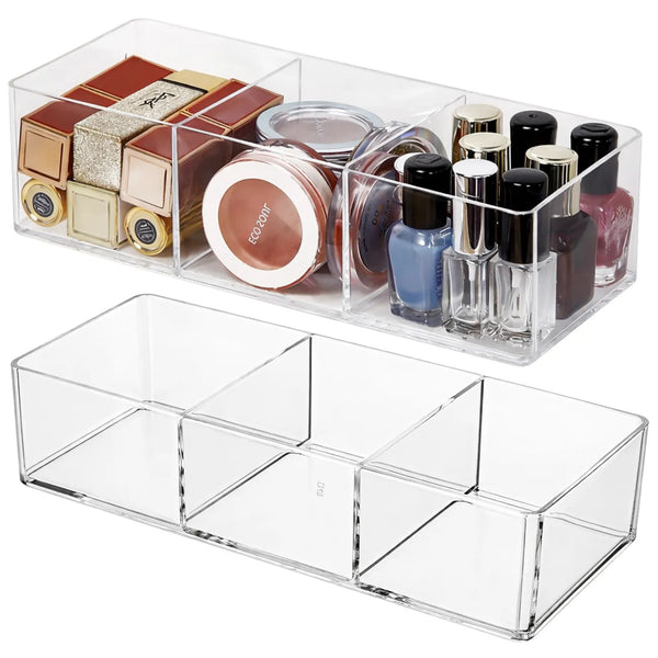 Skaidrus PVC kosmetikos organizatorius, 3 skyriai TP159