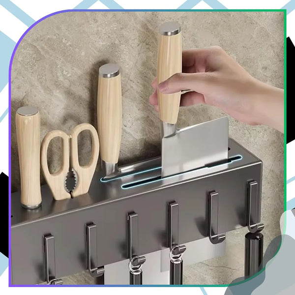 Sieninis virtuvės laikiklis peiliams, juodas 40 cm TP168