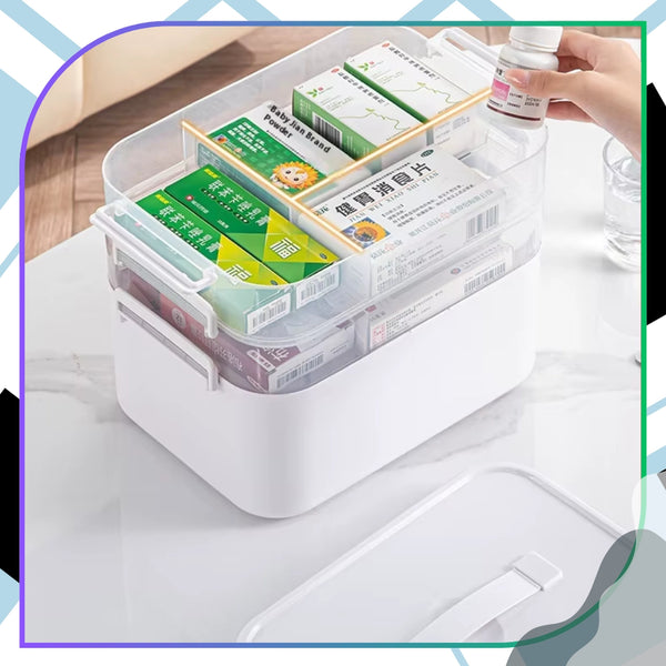 Vaistų organizatorius baltas plastikinis 3 lygių TP164