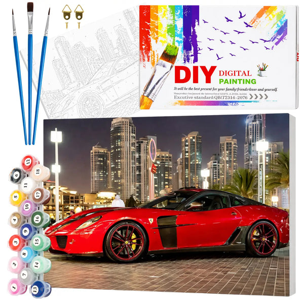 Tapyba pagal numerius su rėmu 40 x 50 cm „Czerwone Auto Supercar“ TP12