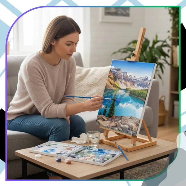 Tapyba pagal skaičius su rėmu 40 x 50 cm „Ežeras kalnuose“ TP18