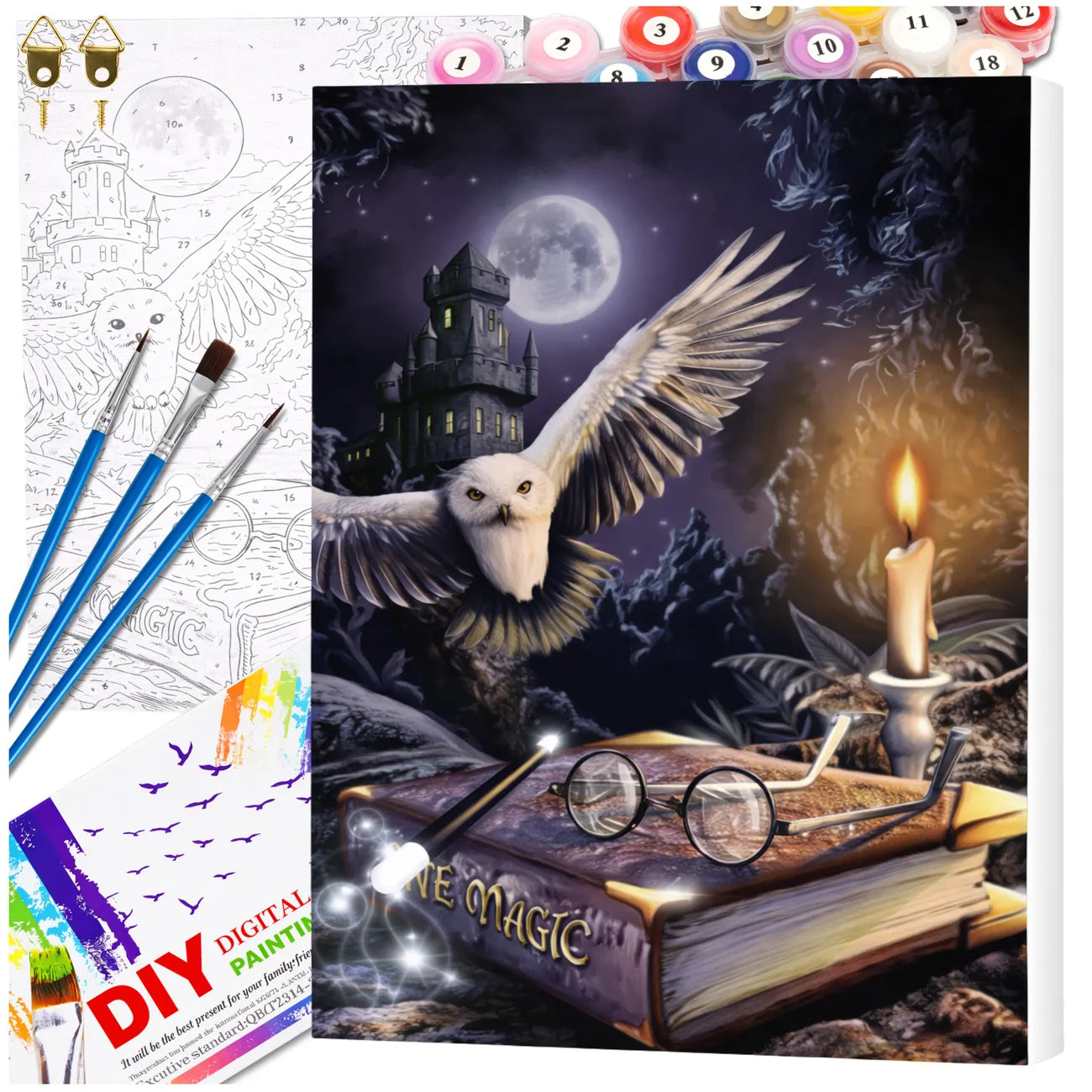 Tapyba pagal numerius su rėmu 40 x 50 cm „Magiška pelėda“ TP27