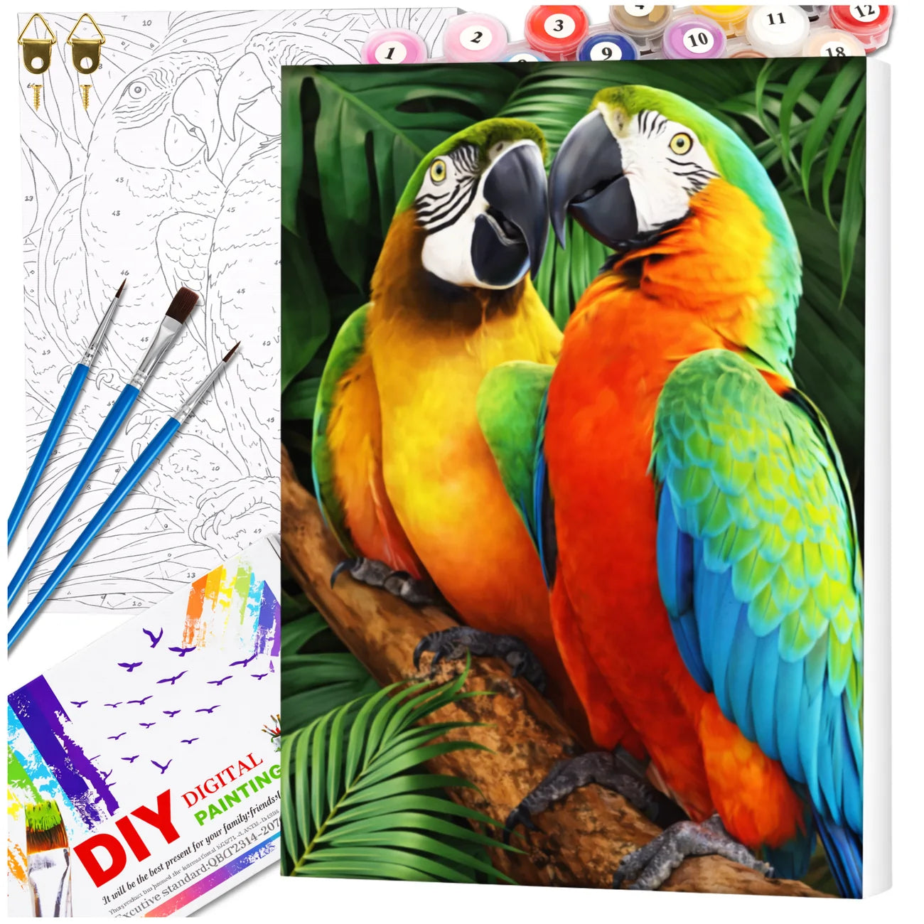 Tapyba pagal numerius su rėmu 40x50 cm „Papūgos“ TP28