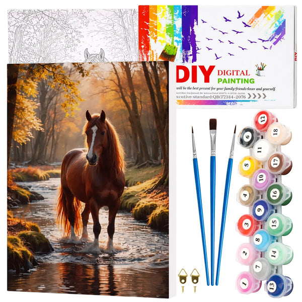 Tapyba pagal numerius su rėmu 40 x 50 cm „Arklys“ TP45