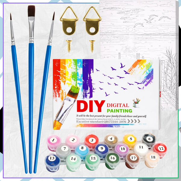 Tapyba pagal numerius su rėmu 40x50 cm „Saulėlydis prie ežero“ TP46