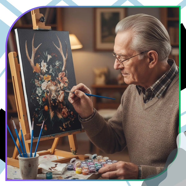 Tapyba pagal numerius su rėmu 40x50 cm „Elnis gėlėse“ TP51