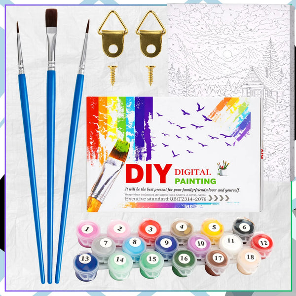 Tapyba pagal numerius su rėmu 40 x 50 cm „Namelis kalnuose“ TP54