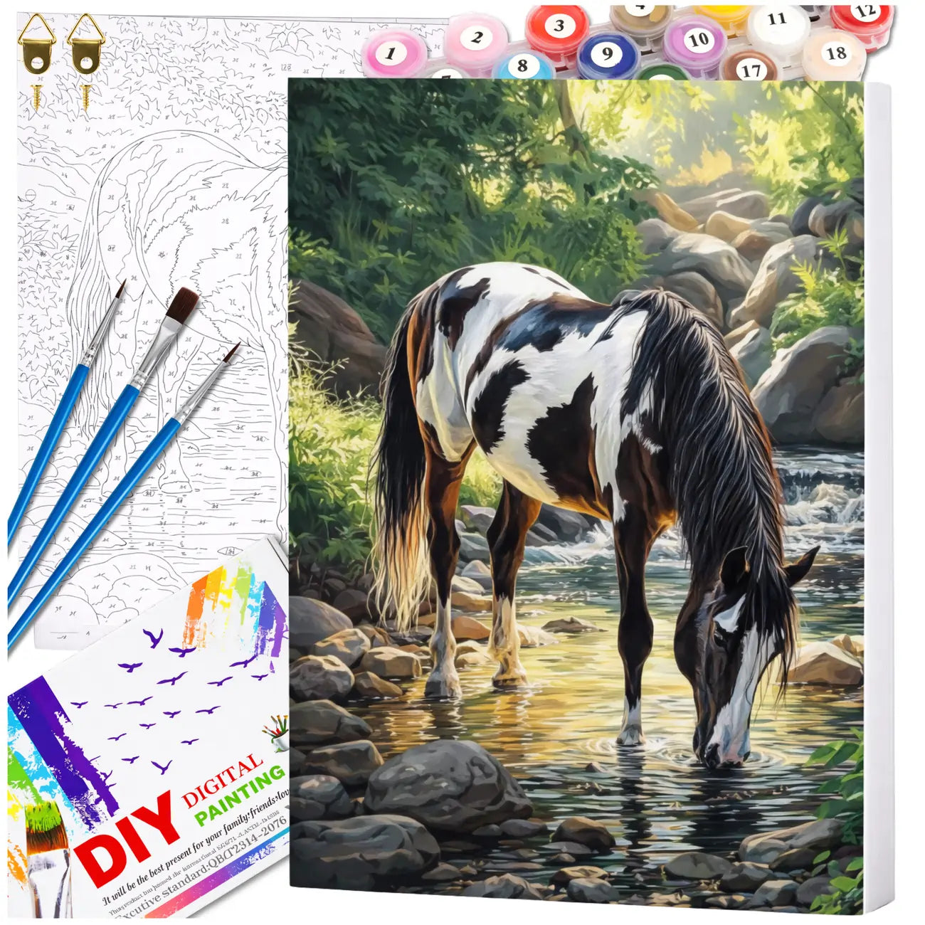 Tapyba pagal numerius su rėmu 40 x 50 cm „Žirgas prie upelio“ TP57