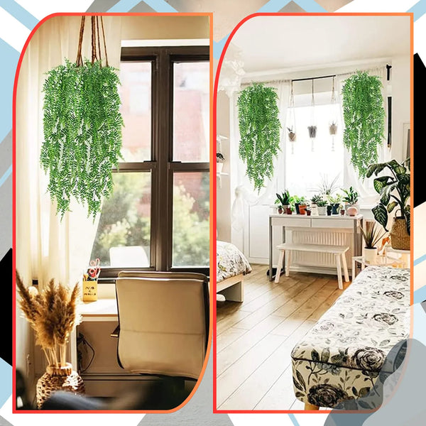 Dirbtinės žalios kabančios papartės 82 cm, 2 vnt. N49