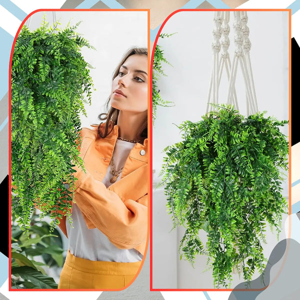 Dirbtinės žalios kabančios papartės 82 cm, 2 vnt. N49