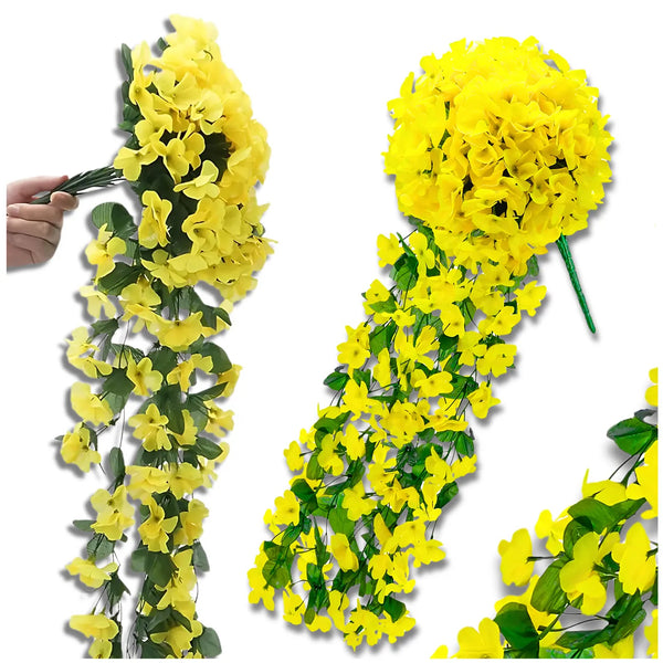 Kabantis geltonas dirbtinis gebenės žiedynas 80 cm N51