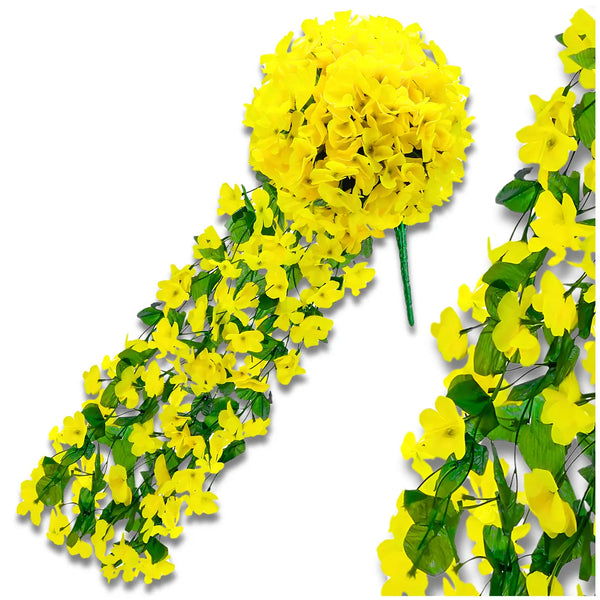 Kabantis geltonas dirbtinis gebenės žiedynas 80 cm N51